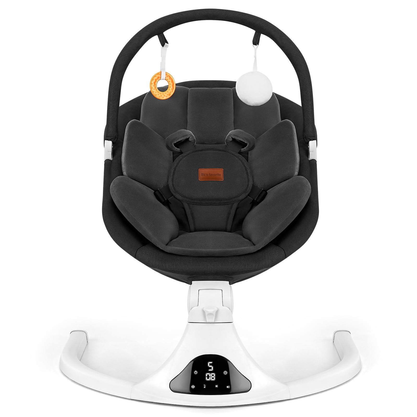 Photo 1 of Baby Swing, Electric Infant Swing with Remote Control, 5 Speed Adjustable, Machine Washable Seat, 5 Point Safety Harness, Bluetooth Music, Portable Swing for Babies (Black)