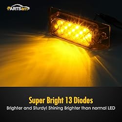 Partsam 2Pcs 6" Amber 13 LED Reflective Rectangle