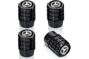 BOMBY Tire Valve Stem Caps for Mercedes-Benz A C E S Series GLK CLA GLA GLC GLE CLS SLK Series 4 Pcs Corrosion Resistant Premium Alloy Leak-Proof Anti-Corrosion, 4PCS Black