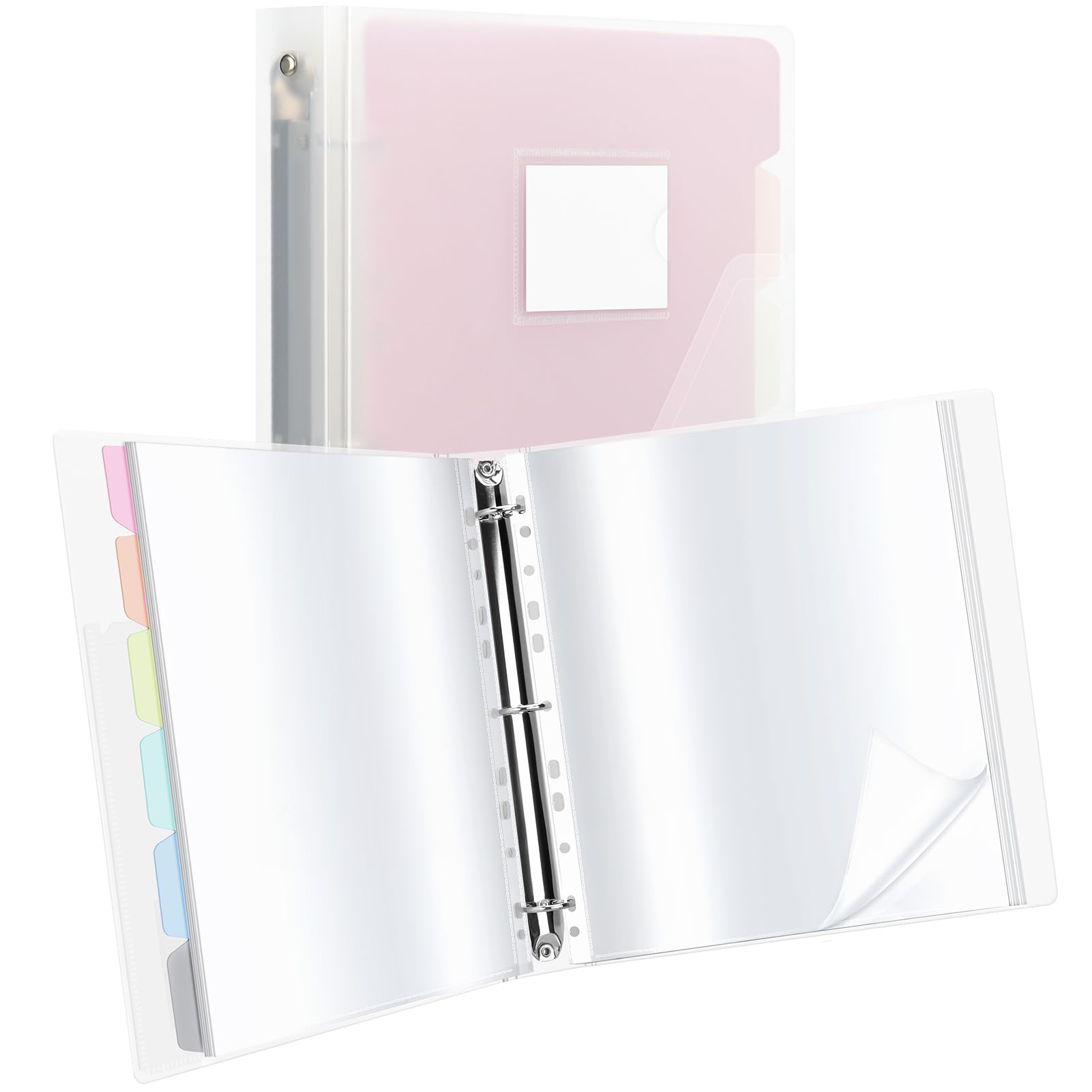 Photo 1 of Uquelic 50-Pocket Clear Binder with Plastic Sleeves for Letter/A4 Size(11" x 8.5"), Document Binder Organizer for Papers, Certificates and Artwork, Macaron PP Divider Pages for Presentation