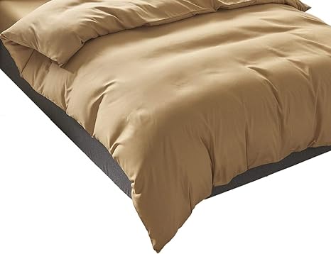 Amazon 掛けふとんカバー ダブル キャメル 綿混 無地 布団カバー 洗い替え 防ダニ 防シワ オールシーズン 速乾 通気 単品売り 掛けふとんカバー オンライン通販