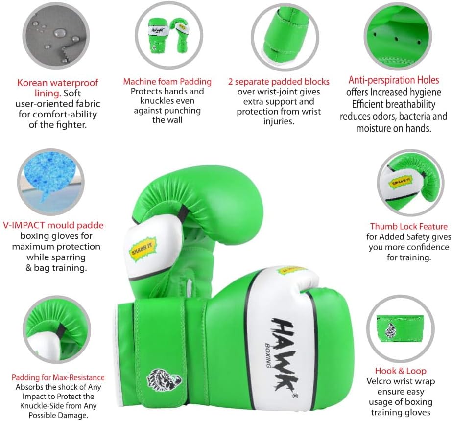 Hawk Sports Kids Boxing Gloves for Kids Children Youth Punching Bag Kickboxing Muay Thai Mitts MMA Training Sparring Gloves : Sports & Outdoors