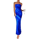 PRETTYGARDEN Womens Summer Printed Tube Maxi Dress Strapless Bodycon Sleeveless Long Beach Vacation Dresses