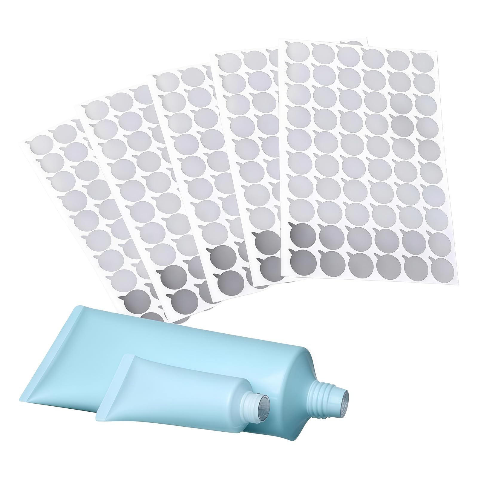 6 Sheets(360Pcs) 15mm Aluminum Foil Film Sticker Seal for Bottles Stopper Sealing Strip for Toothpaste Soft Tube Cosmetic Essentiol Oil Bottles Makeup Storage Containers