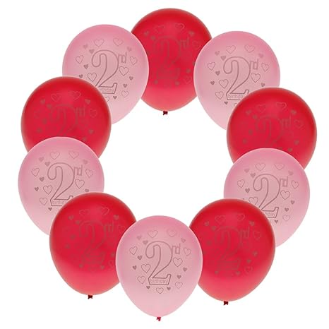 Magideal 10pcs Happy Birthday Baby 2nd Birthday Latex Balloons