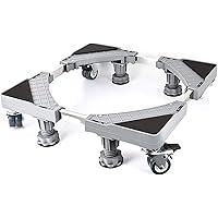 Fridge Adjustable Washing Machine Stand,Max Load 660LB(300kg.) Mobile Roller,4×2 Locking Rubber Rotating Wheels and 4…