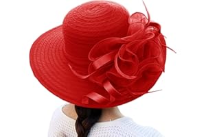 YOLAI Kentucky-Derby Church Dress Hat for Women Black Fascinators Bridal Tea Party Wedding Hat Wide Brim