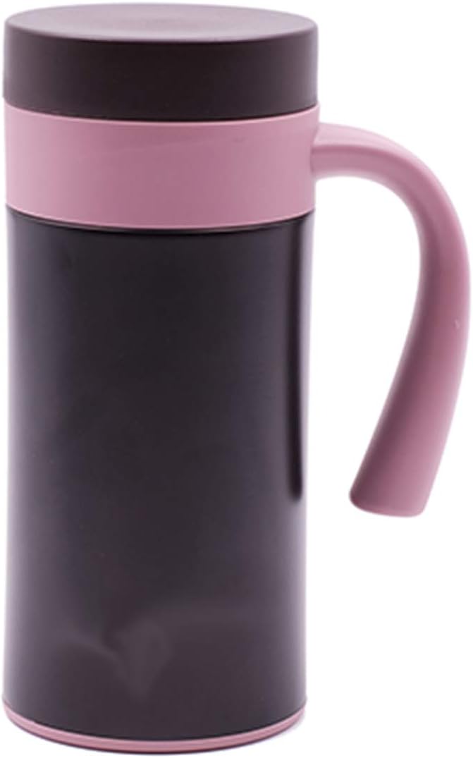 SARANGWARE Hot Tea & Coffee Mug with Lid, Spill Proof & Leak Free Design, Tumbler Shape Double Walled Travelling Thermos Sipper Bottle | 400ML | 17 X 7.5 cm | Brown