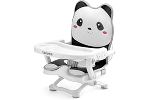 Uuoeebb Portable High Chair for Babies and Toddlers, Booster Seat for Table, Adjustable Height Travel Booster Seat with Tray, Toddler Folding Chair for Travel, Baby Feeding Eating Chair