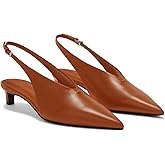 Coutgo Women's Low Kitten Heel Pointed Toe Slingback Pumps