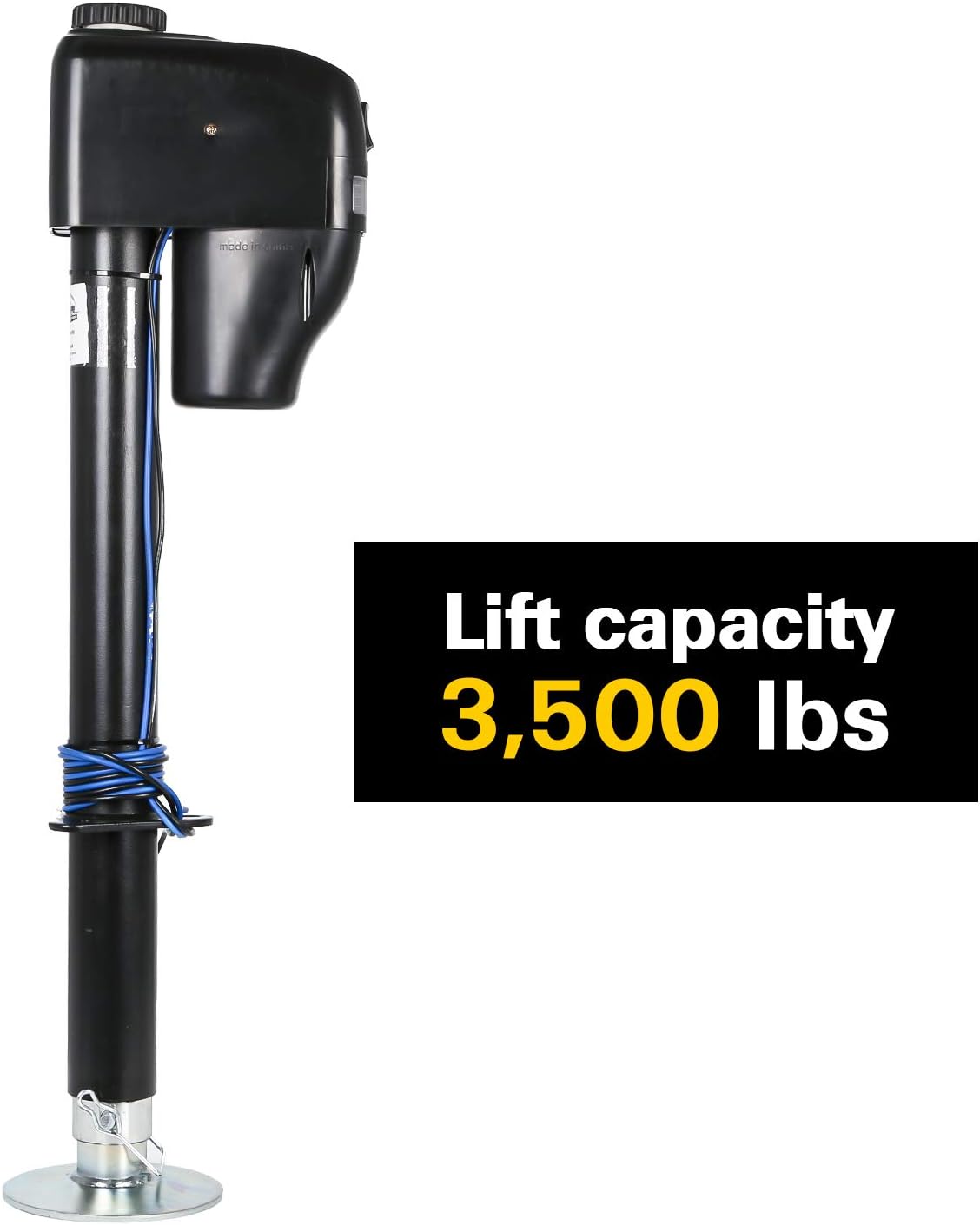 Weize Power Tongue Jack, 3500 Lb. Heavy Duty Electric Trailer Jack with Drop Leg, 23-5/8" Lift, 12V DC: Automotive