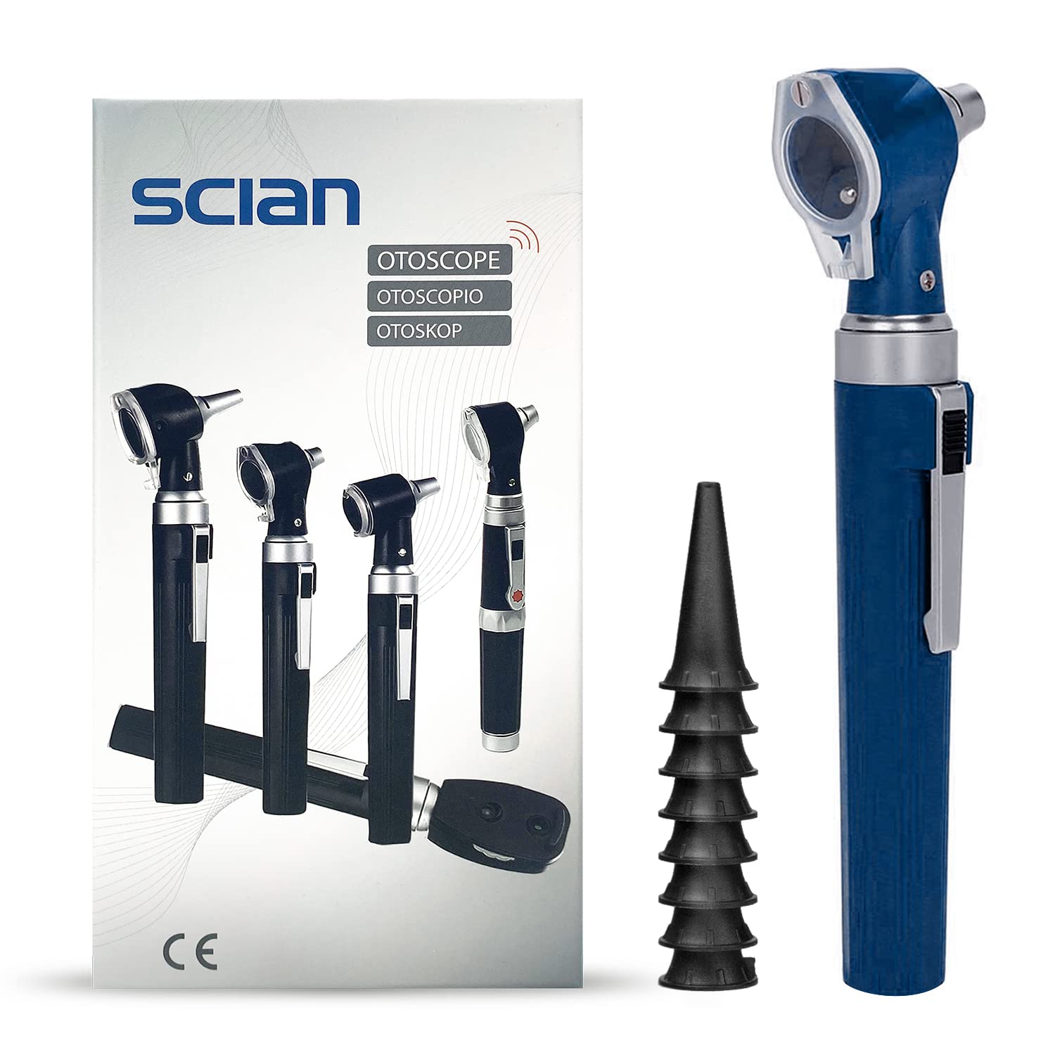 Scian Otoscope Ear Scope with Light, Pocket Ear Care Check Tool with 3X Magnify lens & 8 Speculum Tips for Kids,Elders,Dogs,Home Use (Blue)