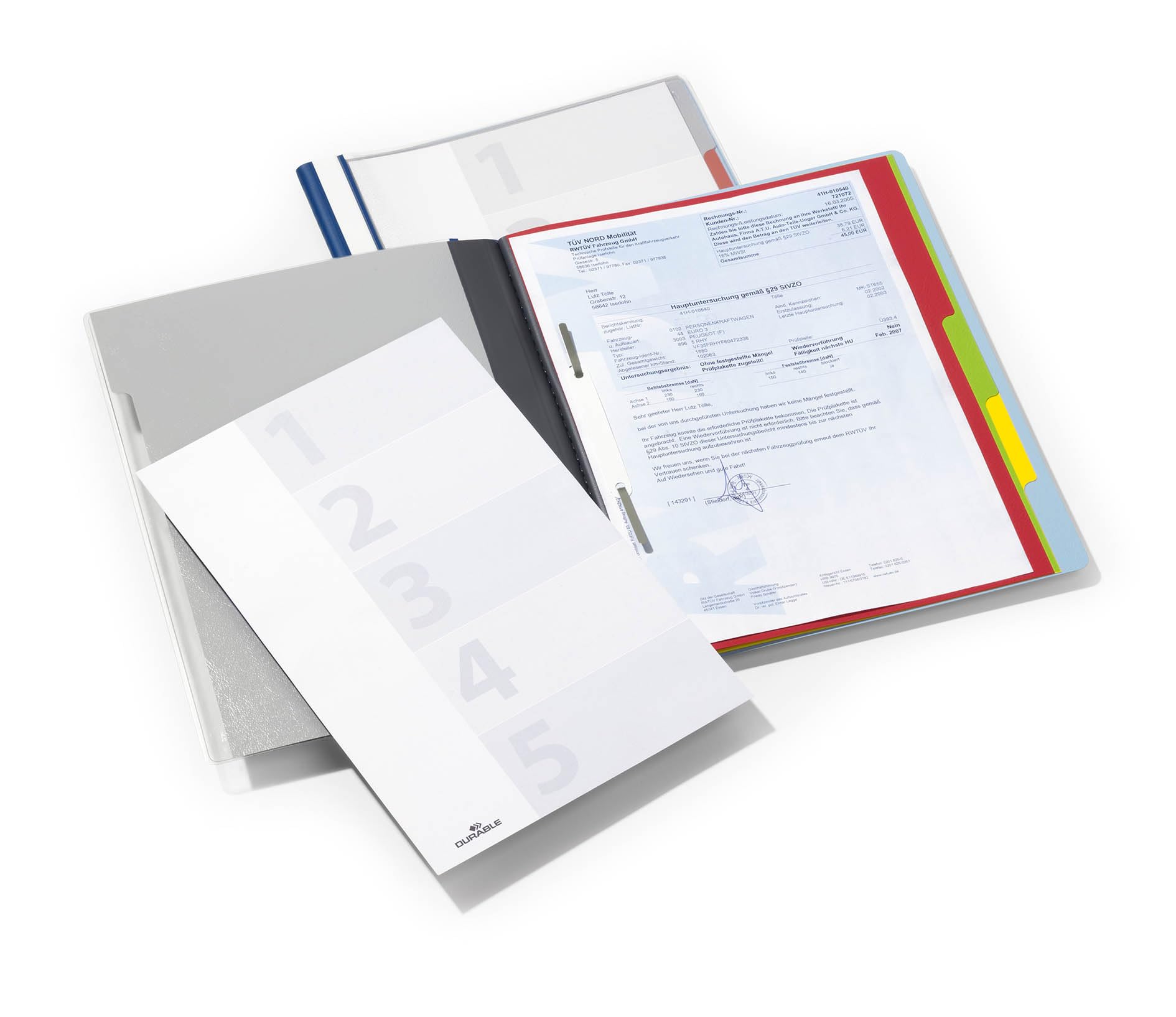 Durable DIVISOFLEX 5 Part Organiser File Folder with Index Tabs - A4 - Blue - Easy to Use Organising Folder - Perfect for Homework or Coursework