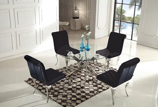 Hg Royal Estates Venedig Chesterfield Designer Esstischstuhl Esszimmerstuhl Essstuhl Esszimmer Stuhl Edelstahl Schwarz Kunstleder Amazon De Kuche Haushalt