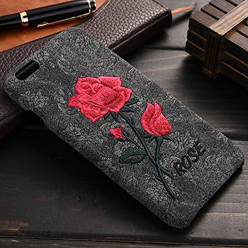 iPhone 7 Plus Case, Moyooo iPhone 8 Plus Ultra Slim Back Cover, iPhone8Plus Premium Cotton Material, China Embroidery Rose Case For iPhone 8Plus/ 7Plus (Black)