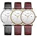 BUREI Men Womens Ultra Thin Watches Analog Quartz Date Dial with Soft Band
