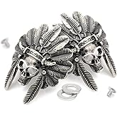 CRAFTMEMORE Indian Skull Concho Screw Back Indian Head Tribal Chief Conchos Leathercraft 2pcs 1-3/4 Inches CHS21 (Silver)