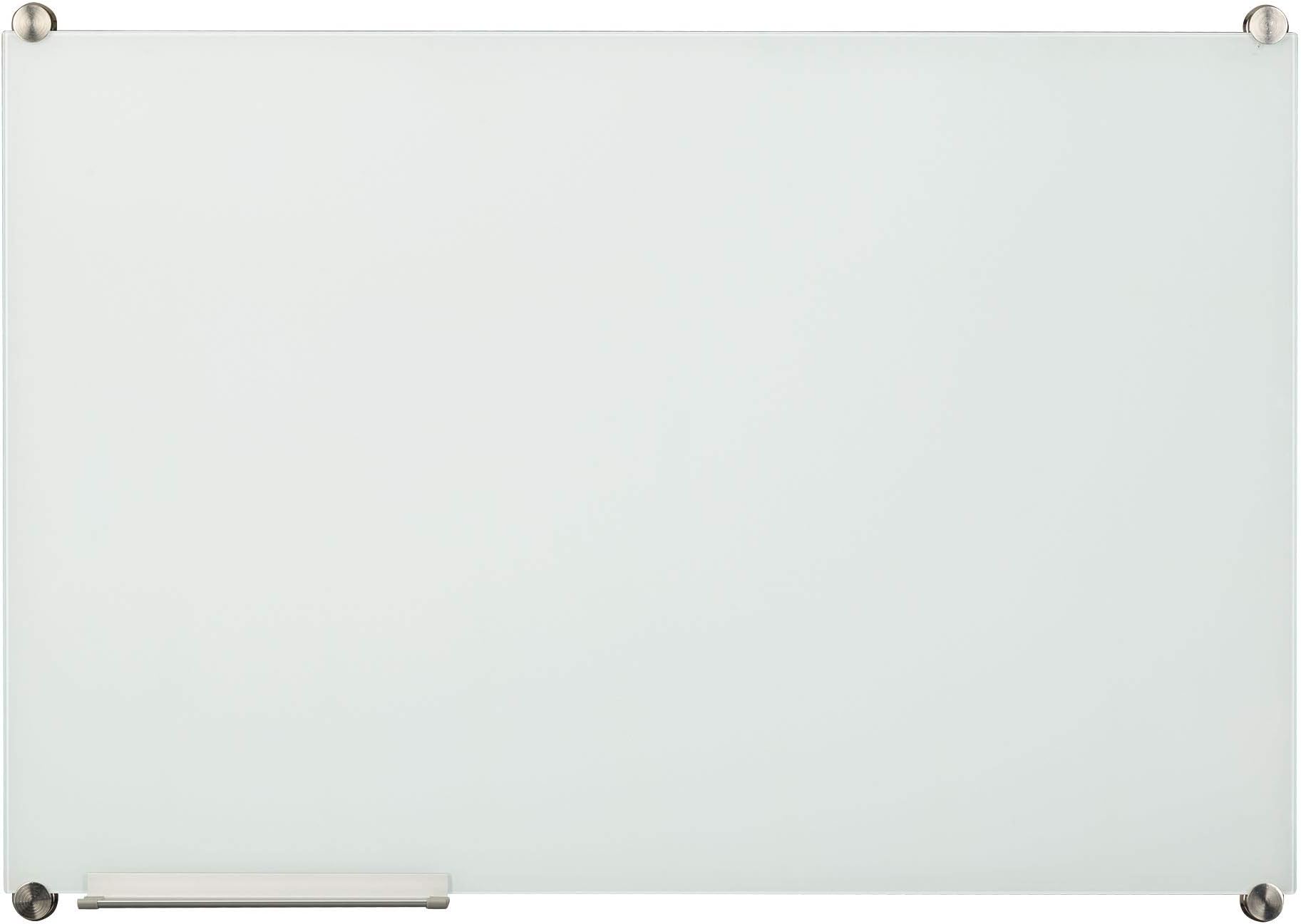 Learniture 3'x4' Glass Dry Erase Board w/ Marker Tray, Magnetic White LNT-MGB-3648-WH-SO