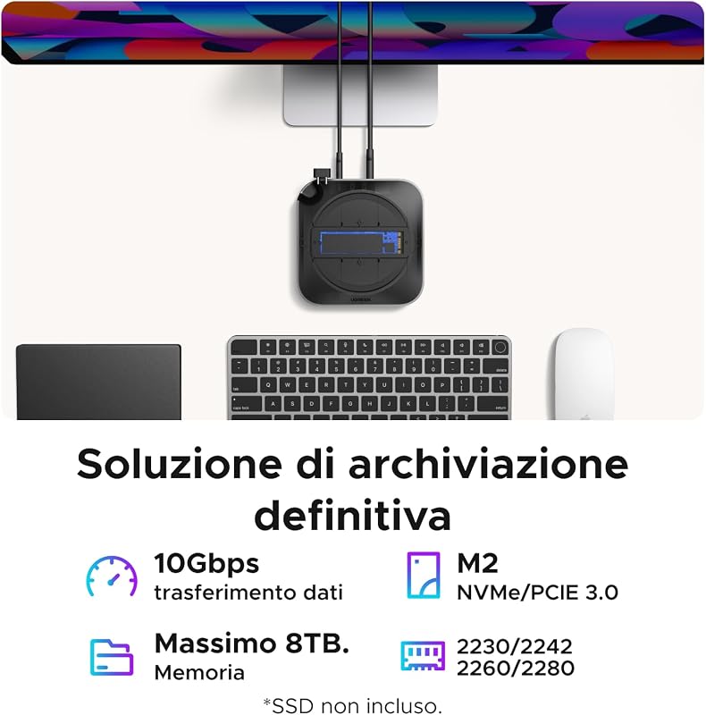 Docking Station Hub USB C e Supporto per Mac Mini M4 e M4 Pro