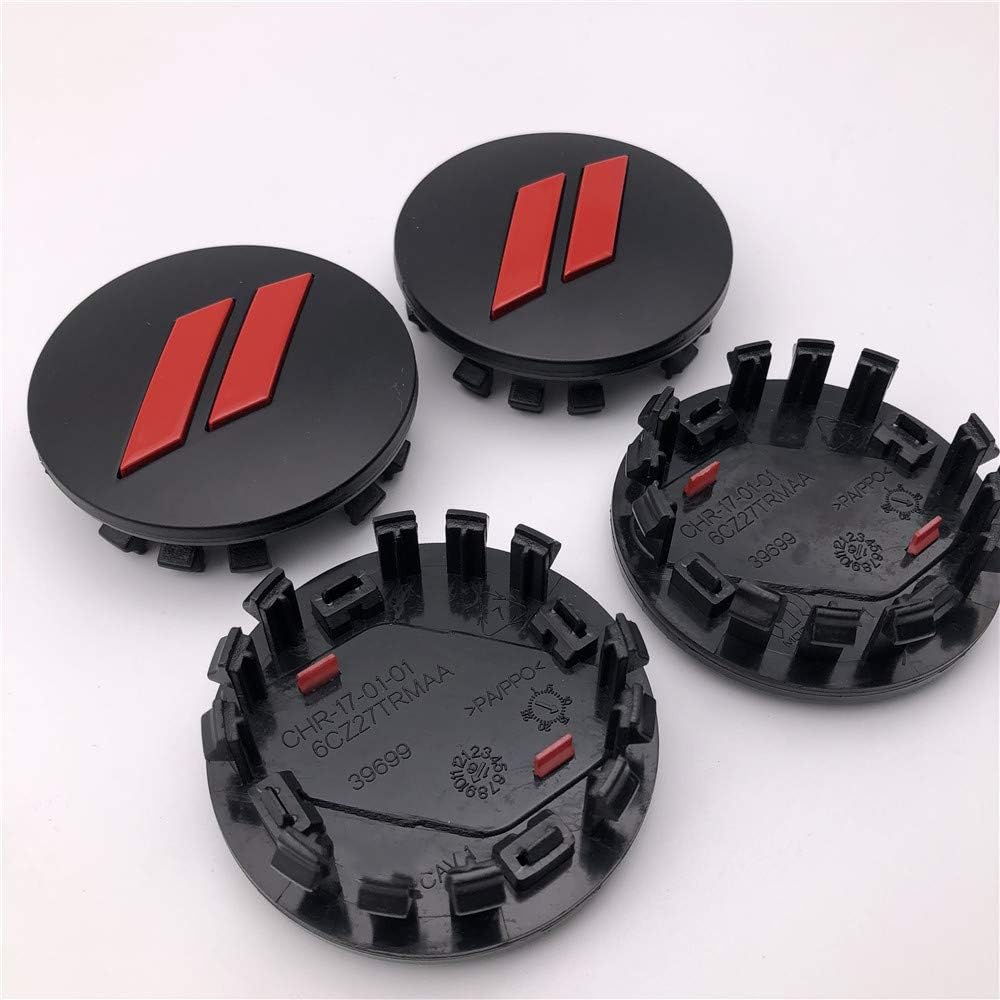 FT&C 4 Pieces 64mm Black Red // Car ABS Custom Hub Center
