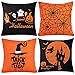 Whaline 4 Pieces Halloween Pillow Case, Orange and Black Pillow Cover, Happy Halloween Linen Sofa Bed Throw Cushion Cover Decoration (18