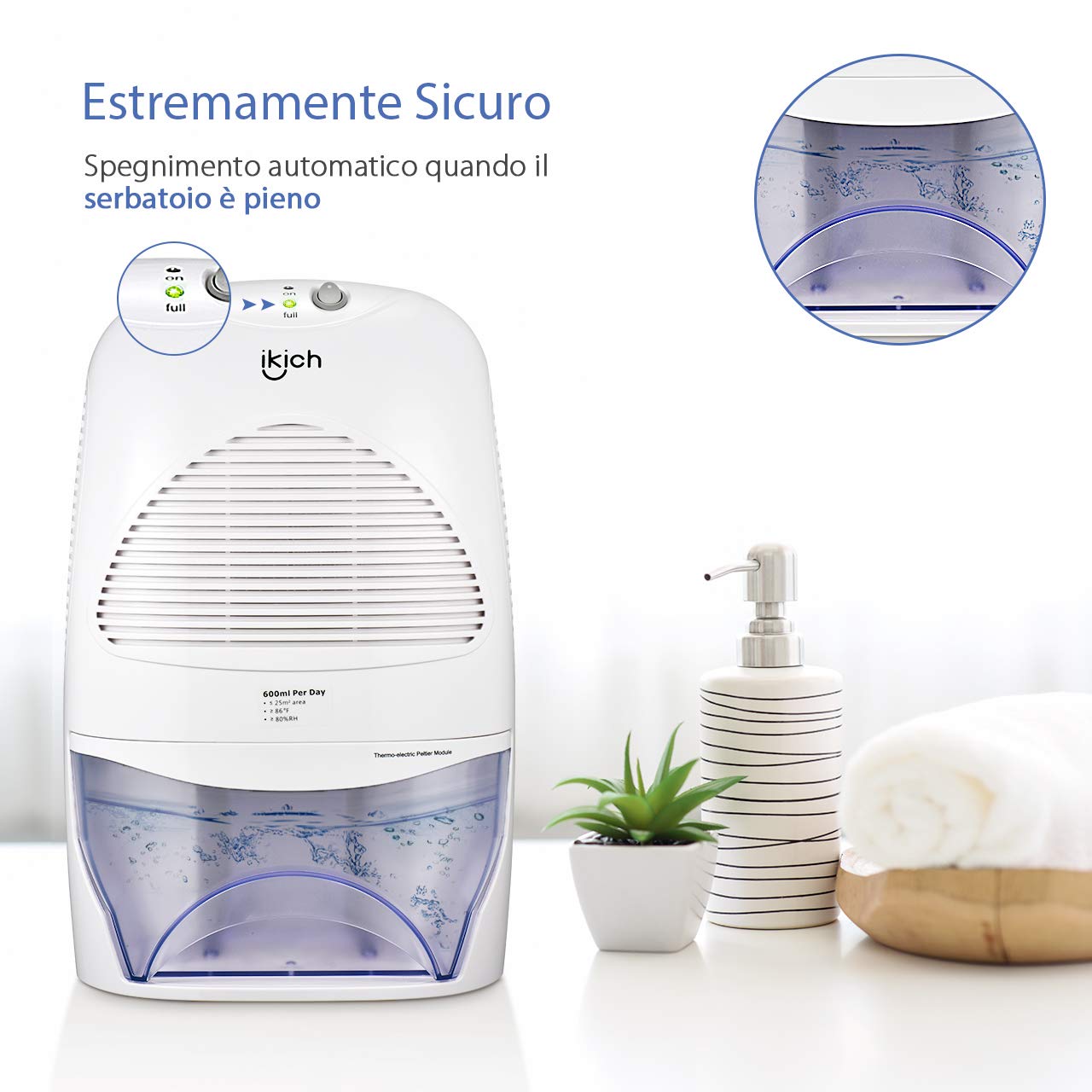 Deumidificatore Casa 1.3L, Deumidificatore Elettrico Silenzioso