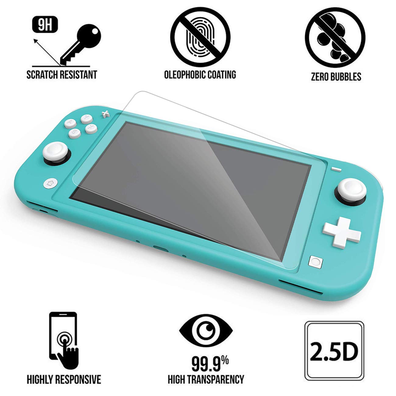 Accessories Kit 9 in 1 for Nintendo Switch Lite, Carrying Case for Switch Lite Come with 8 Game Cartridge, Clear TPU Cover Case, 2.5D Tempered Glass Screen Protector, 4 Pack Thumb-Grip for Switch Lite