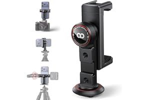 Lamicall Aluminum Phone Tripod Mount with 3 Cold Shoes & Arca Port & 1/4" Thread, 360° Camera Phone Holder Adapter for iPhone