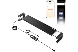 GLOWRIUM Saltwater Aquarium Light, Smart Reef Coral Fish Tank Light with Bluetooth + WiFi Dual Control App, DIY Spectrum, Brightness Adjustable, Anti-Drop, Real Time Water Temperature Sensor(48-60 in)