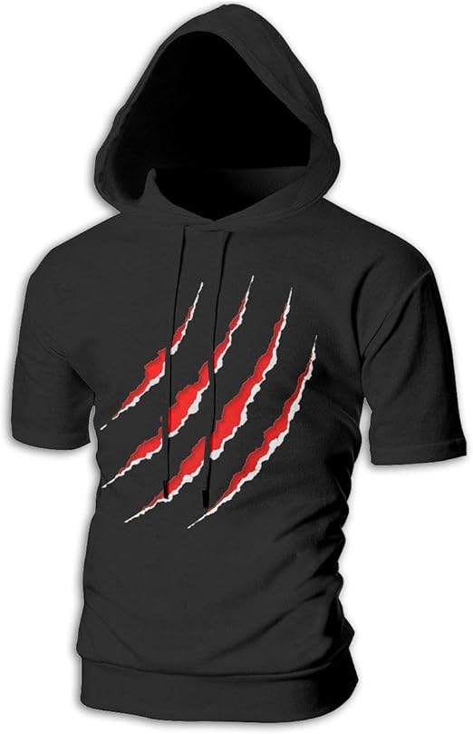 Claw Scratch Rojo Impreso Sudadera con capucha para hombre de manga