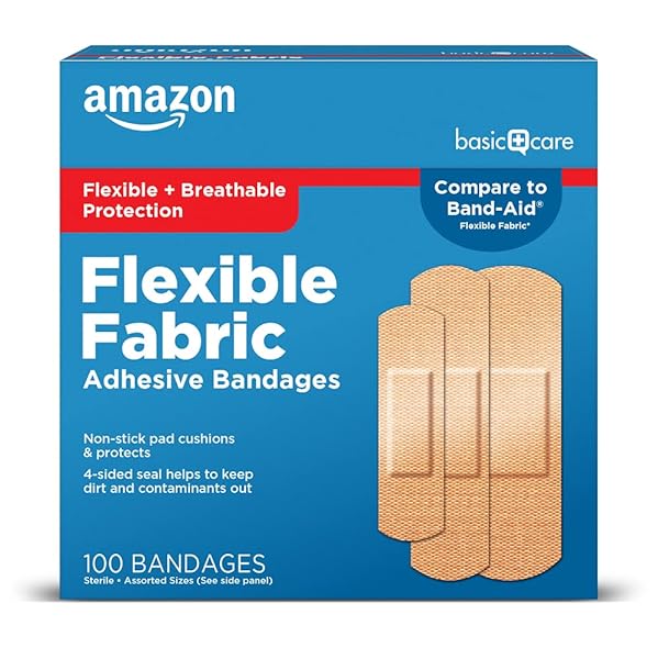 AMAZON BASIC CARE FLEXIBLE FABRIC ADHESIVE BANDAGES, FIRST...