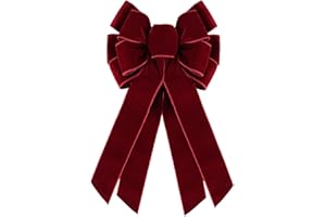 Ftuuo Large Burgundy Velvet Christmas Wreath Bow, 11 * 21" Xmas Premade Vintage Red Velvet Bow for Wreaths for Indoor Outdoor Tree Topper Door Garland Holiday Party Winter Decor
