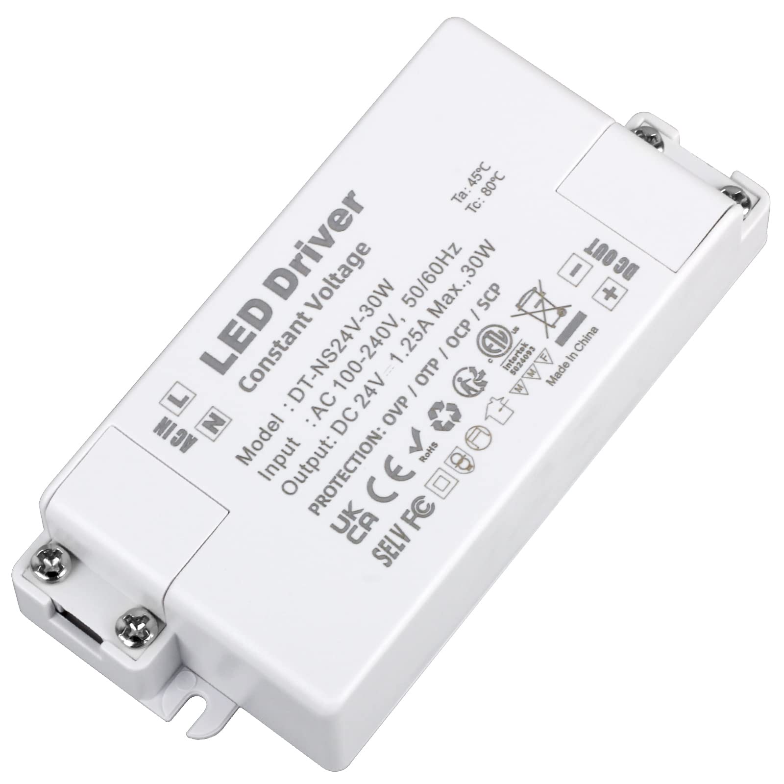 VARICART 24V LED Driver 30W Power Supply 1.25A, AC 240 to 24 Volt DC Transformer, Constant Voltage Switching PSU Adaptor for Light Strip MR11 GU5.3 Bulbs