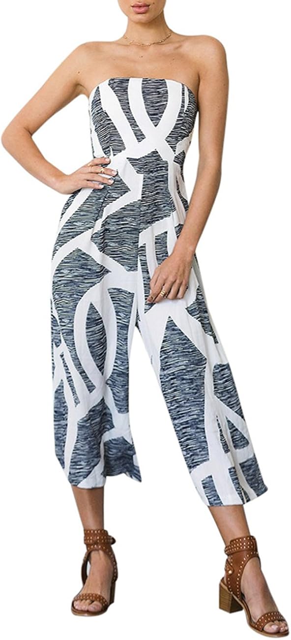 striped tube jumpsuit