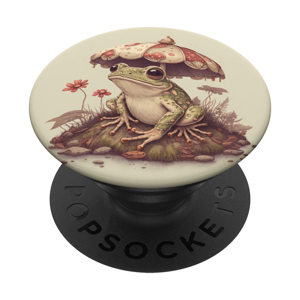 Cute Frog with Mushrooms Cottagecore Design PopSockets Swappable PopGrip