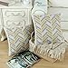 CaliTime Canvas Throw Pillow Cover Case for Couch Sofa Home Decoration Modern Striped Chevron Zigzag Geometric 18 X 18 Inches Grey Yellow