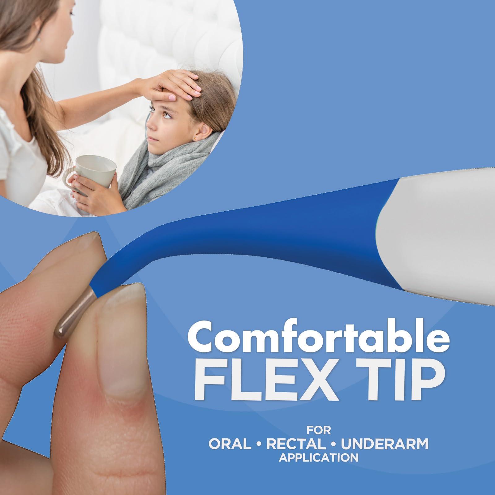 Veridian Digital Thermometer | 2-Second Readout | Rate Rapid Read Technology| Flexible Tip | Hygienic Water-Resistant Easy Cleaning | Storage Case + Instructions Included