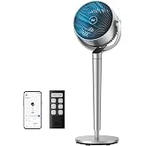 DREO Smart Fan for Bedroom, 110ft Pedestal Fan with DC Motor | 150&deg;+120&deg; Omni-Directional Oscillation, Quiet Floor Fan with Smart Control, 9 Speeds, 6 Modes, 12H Timer, Wi-Fi/Voice/Alexa