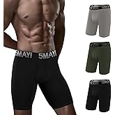 5Mayi Mens Underwear Cotton Boxer Briefs 9 Inch Long Leg Boxer Briefs for Men Pack