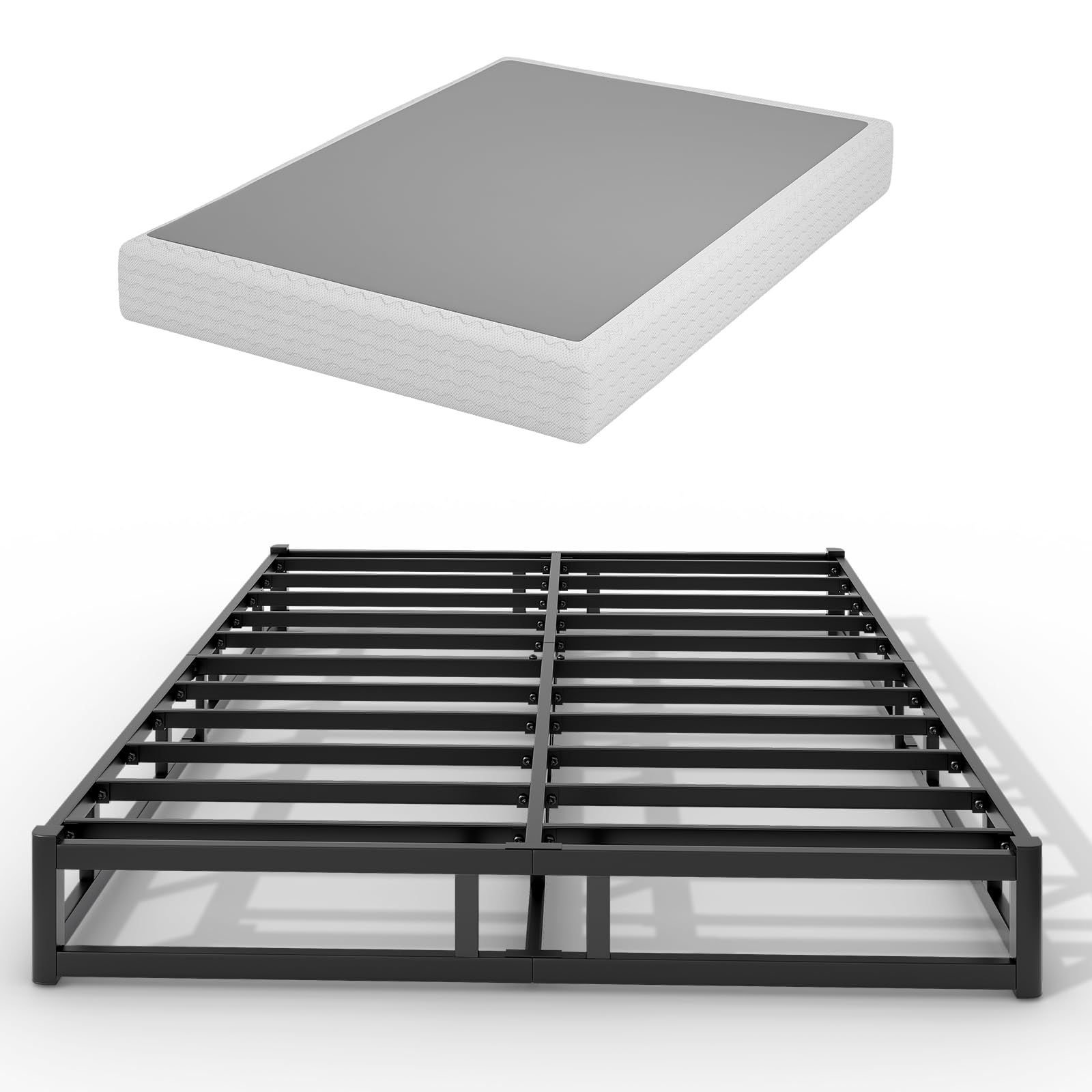Photo 1 of ***MATTRESS IS NOT INCLUDED***GRUSIGN Queen Box Spring 7 inch Low Profile Bed Base Matel Mattress Foundation with Cotton Washable Cover Quiet Easy Assembly Sturdy Support for All Bed Types (Black, Queen)***MATTRESS IS NOT INCLUDED***