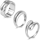 Chunky Gold Rings for Women Non Tarnish, 18K Gold Plated Statement Dome Rings Stacking,Thumb Ring, Mens Silver Eternity Wedding Band Jewelry Size 5-11