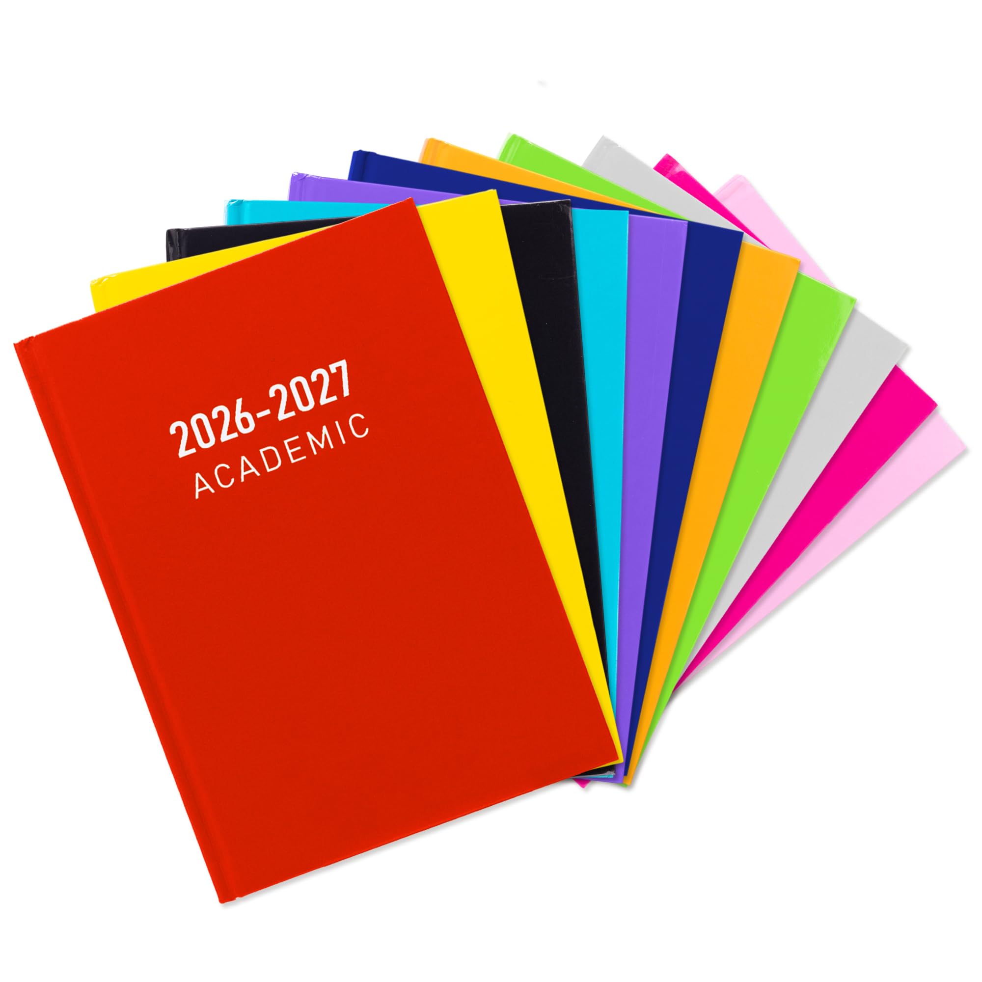 2026 2027 Academic Diary A5 Week to View - Mid Year Student Planner August 2026 to July 2027 - Hardback School College Organiser with Ribbon Bookmark (Red)