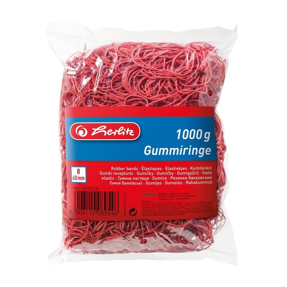 Herlitz 60mm Rubber Band - Red (Box of 1Kg)