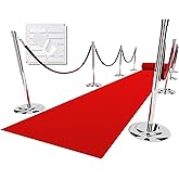 EZLucky Red Carpet Runner for Party, 2.6X30 ft, 130 GSM Felt Non-Woven Fabric, Hollywood Red Carpet for Event, Aisle Runner for Wedding Ceremony, Movie Theme Party Deco, Red Runway Rug for Prom