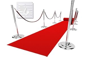 EZLucky Red Carpet Runner for Party, 2.6X30 ft, 130 GSM Felt Non-Woven Fabric, Hollywood Red Carpet for Event, Aisle Runner for Wedding Ceremony, Movie Theme Party Deco, Red Runway Rug for Prom