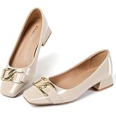 WAMBHC Women's Low Chunky Block Heel Pumps Square Toe Dress Shoes Heel Office Lady Shoes