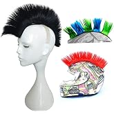 3T-SISTER Helmet Mohawk Wig Adhesive Mohawk for Motorcycle Bicycle Ski Snowboard Helmet Hair Patches Skinhead Costumes Wig Cosplay Wig (Helmet not Included)