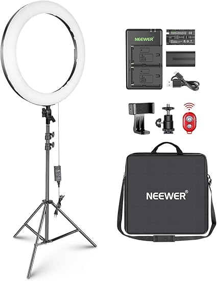 neewer 20 inch led ring light kit for makeup youtube video blogger salon adjustable color temperature with battery or dc power option battery