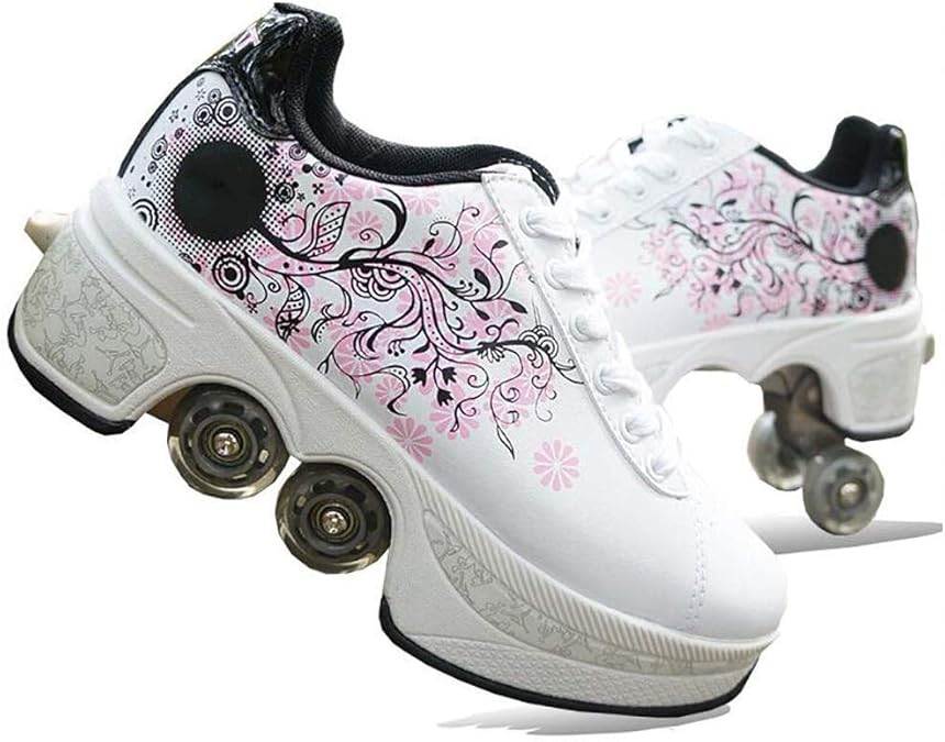 Wedsf 2 In 1 Deformation Roller Schuhe Rollschuhe Studenten Roller Turnschuhe Radern Laufschuhe Sneakers Rollen Skate Shoes Skateboard Schuhe Amazon De Schuhe Handtaschen