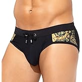 Arjen Kroos Men's Swimsuit Printed Swim Briefs Pattern Bikini Swimwear with Drawstrings and Lined Pouch